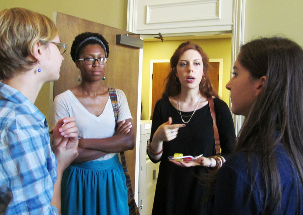 Emma Fick, flanked by fellow Fulbrighters Gabrielle Taylor and Carolyn Bero, is joined by UA student Astri Snodgrass.