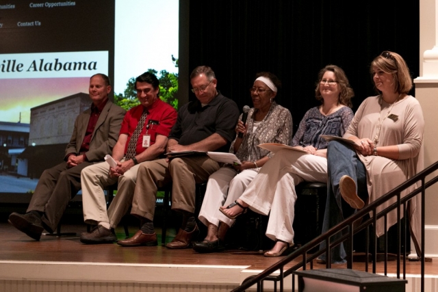 Thomasville panel members, from left to right, included Vik Adkison, Danny D’Andrea, Charles Shephard, Alberta Dixon, Martha Gramelspacher and Amy Prescot