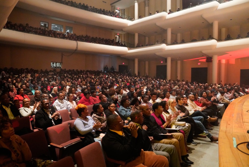 Concert-goers fill Moody Music Concert Hall for the 2019 Realizing the Dream performance featuring guest artist Marvin Sapp.