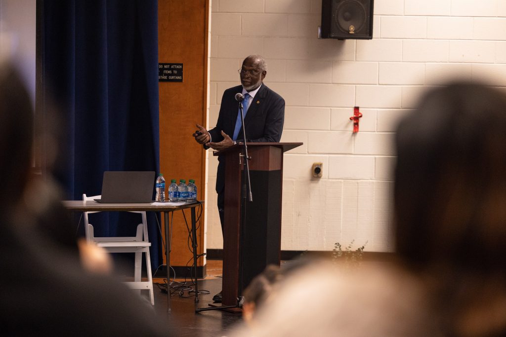 General Dr. David Satcher at the podium