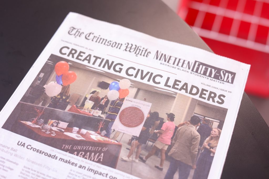 Crimson White Newspaper with an article relating to the Civic Lab