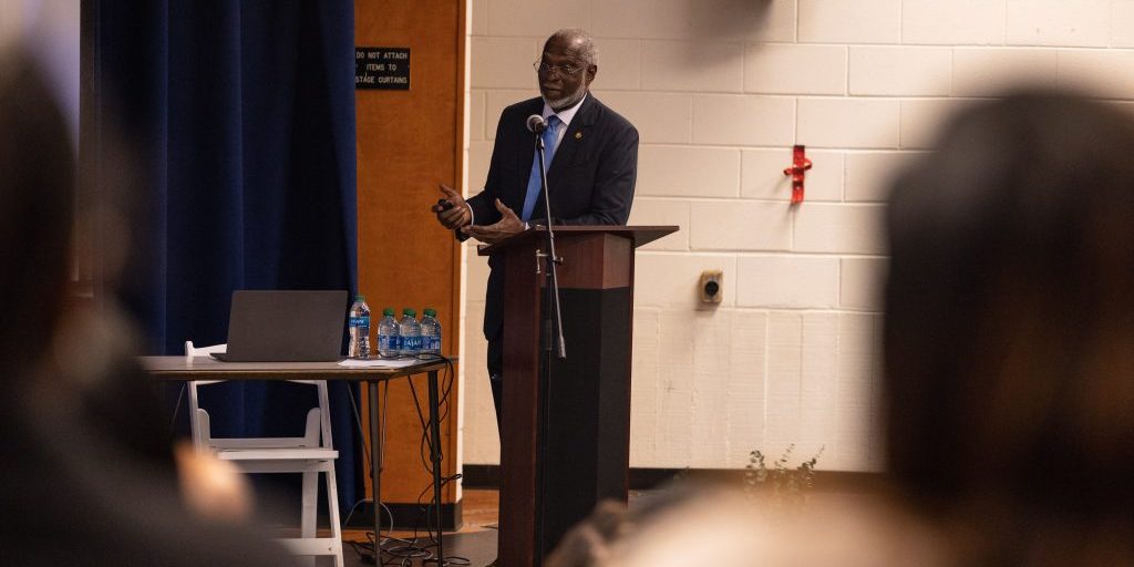 Dr. David Satcher speaking at a lecture